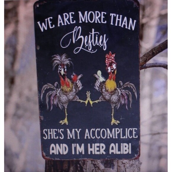We Are More Than Besties...Metal Sign Humor Home Decor She Shed NIP - Picture 2 of 8